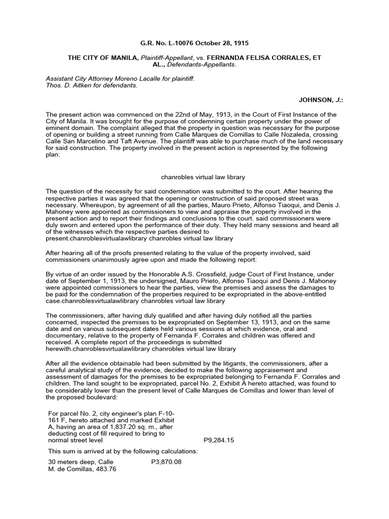 Manila Eminent Domain Case Analysis | PDF | Eminent Domain | Damages