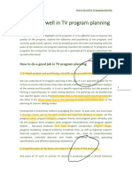How To Do Well in TV Program Planning