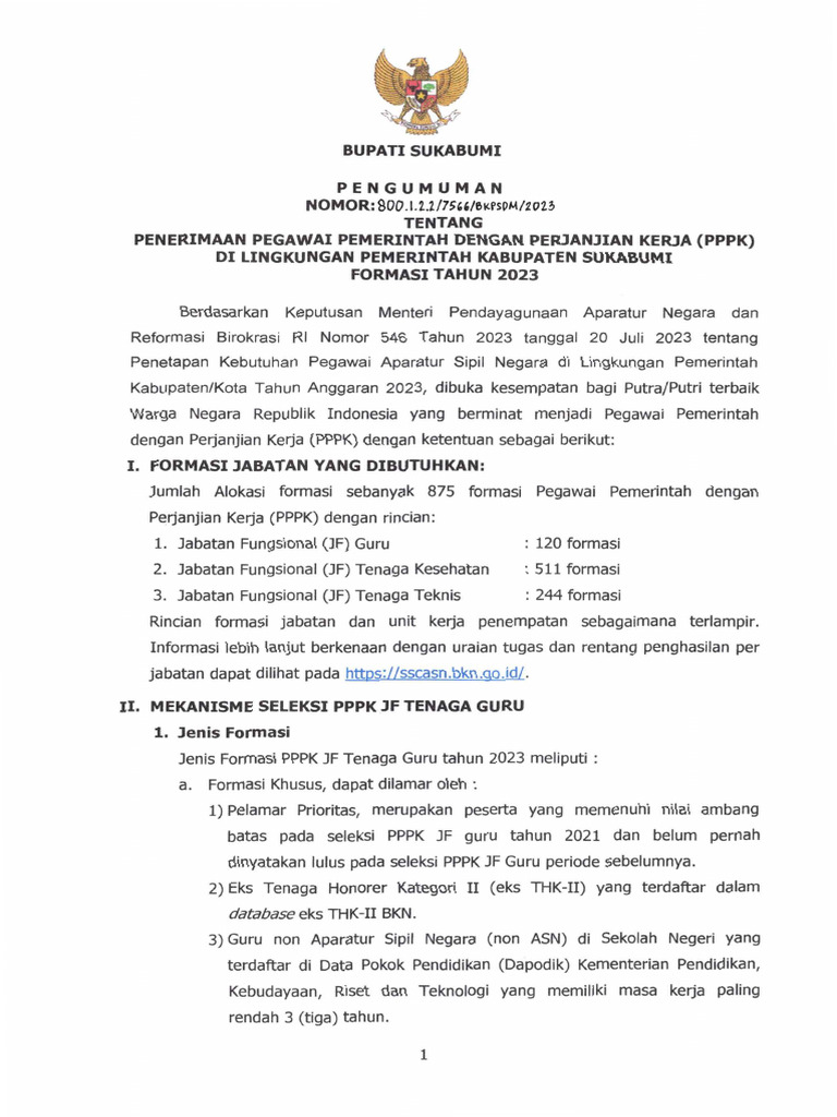Contoh SPRP PPPK Tahun 2023 | PDF