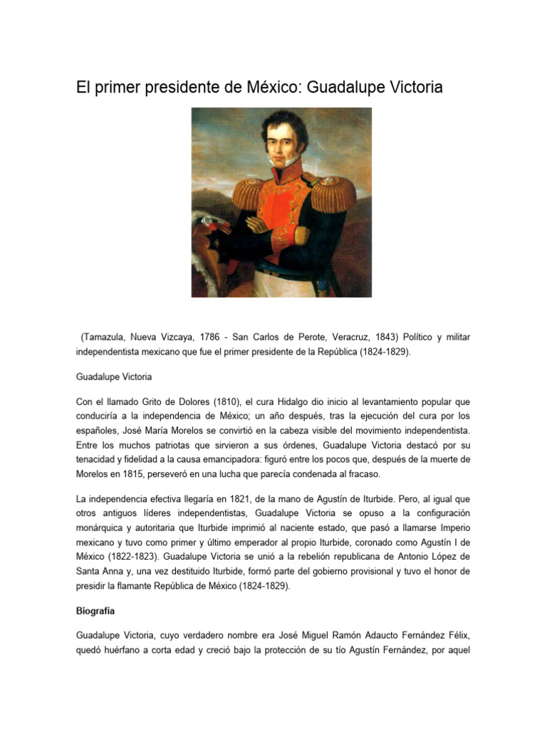 Quién Fue El Primer Presidente De La República Mexicana – IGQGMB