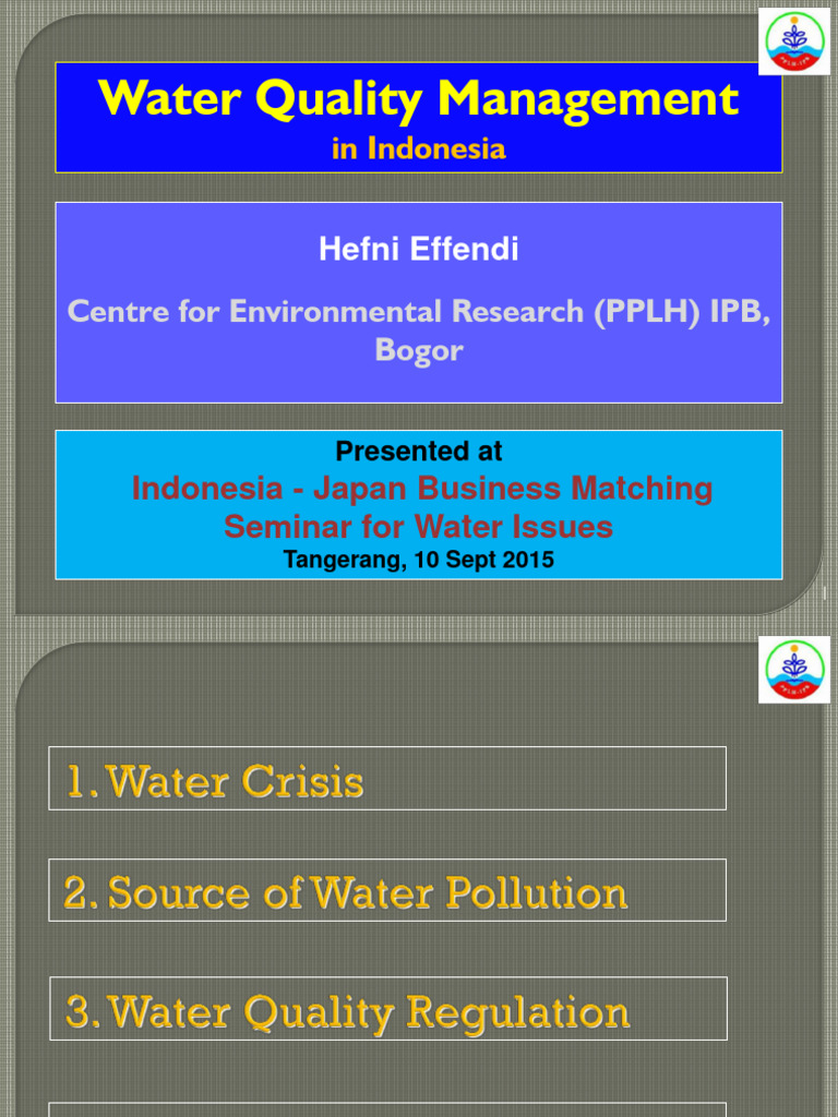 Water Quality Management in Indonesia PDF Water Pollution Water