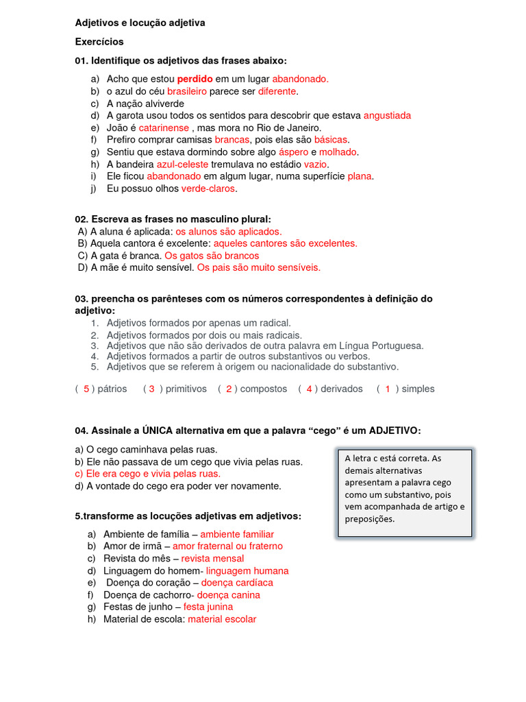 Adjetivos e Locução Adjetiva | PDF
