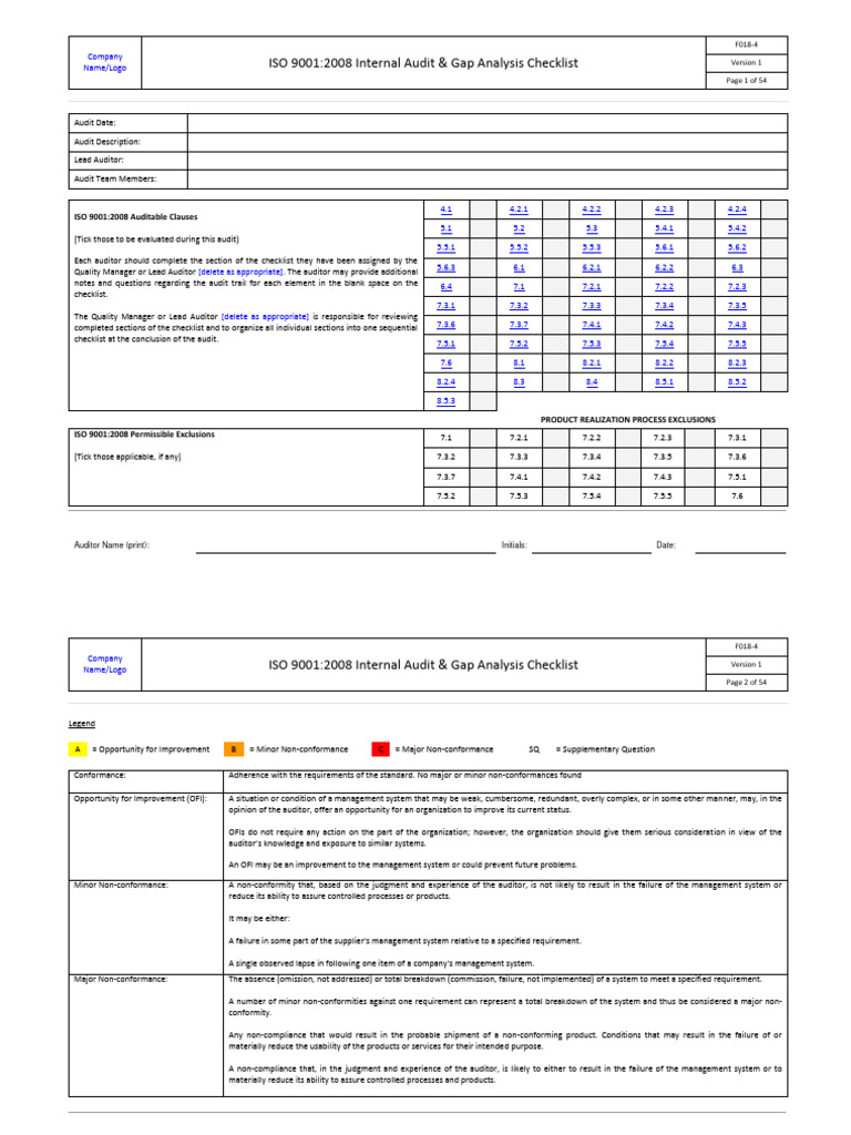 ISO 9001:2008 Audit Checklist | PDF | Quality Management System | Audit