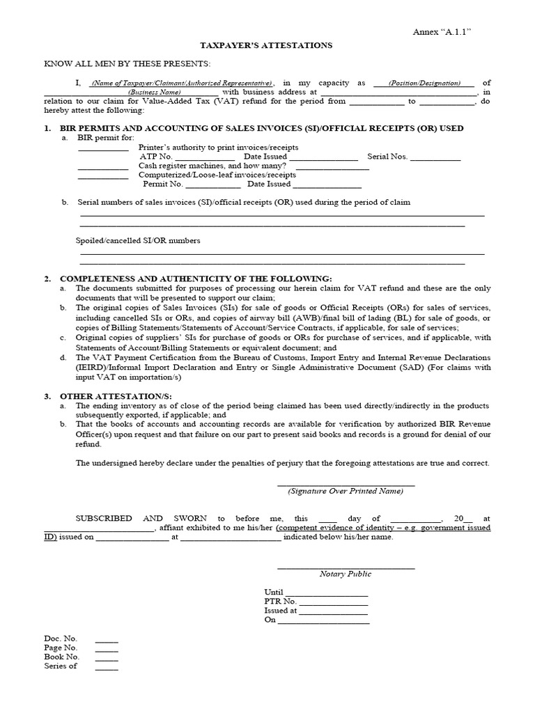 VAT Refund Attestation Form 2023 | PDF | Invoice | Receipt