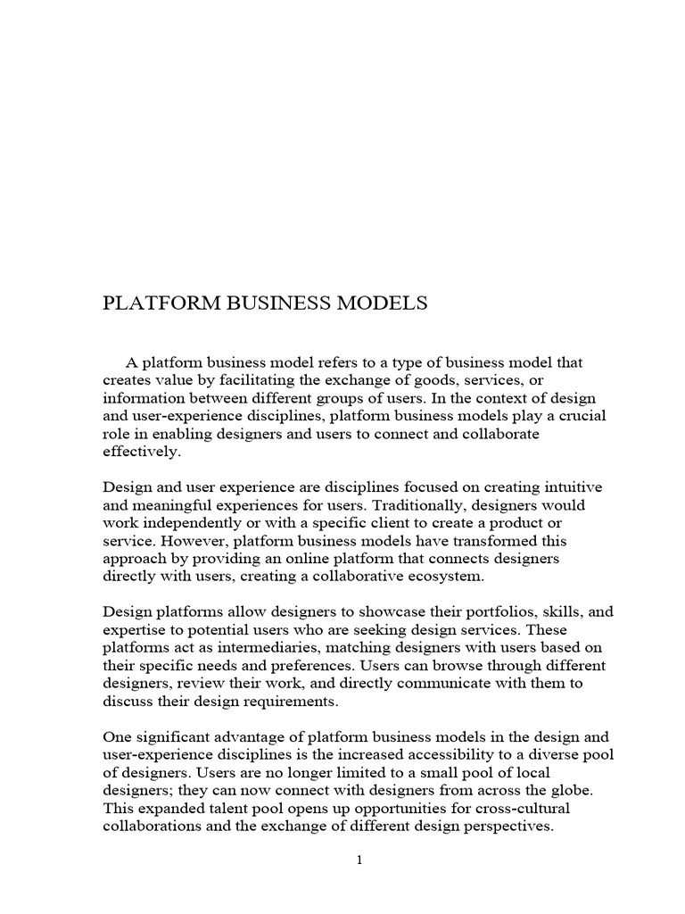 Platform Business Models PDF Business Model Collaboration