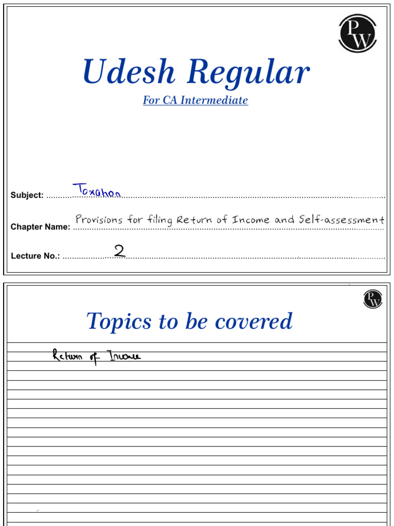 Provisions For Filing Return of Income and Self-Assessment 02 - Class ...