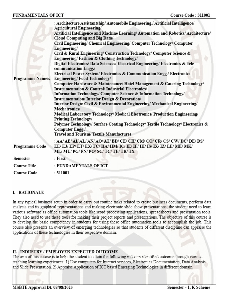 311001 fundamentals of ict syllabus pdf world wide web internet web