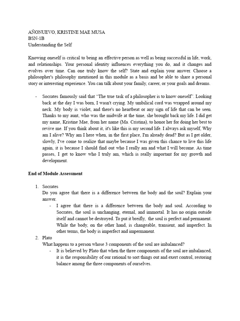 Module 1 - SELF From Various Perspective | PDF | Soul | Philosophy Of Self