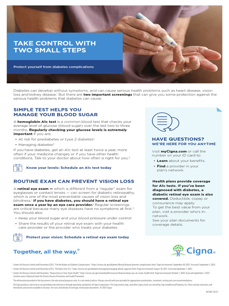 Cigna 2023 IFP Diabetes Screenings R1 ACC PDF Diabetes Glycated