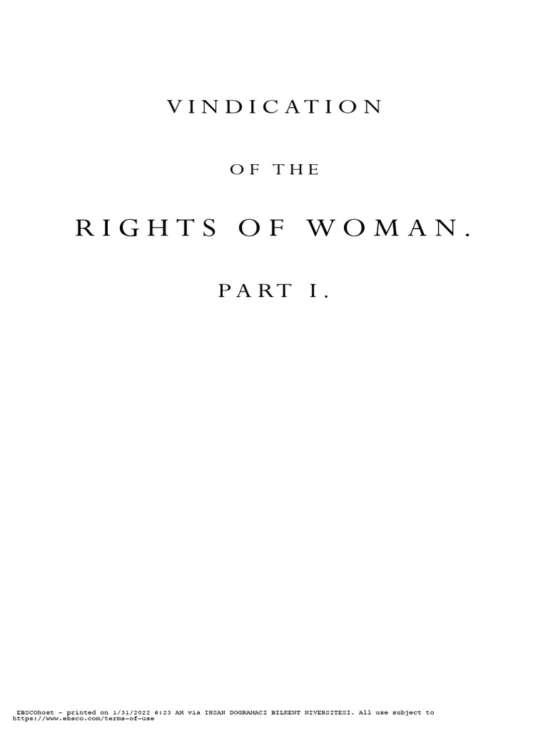 6 Wollstonecraft PDF A Vindication Of The Rights Of Woman Reason