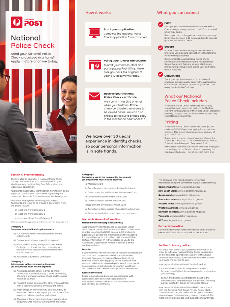 National Police Check Application Form | PDF | Identity Document