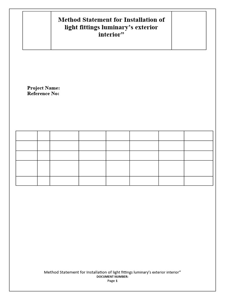 Light Fittings Installation Method Statement | PDF | Specification ...
