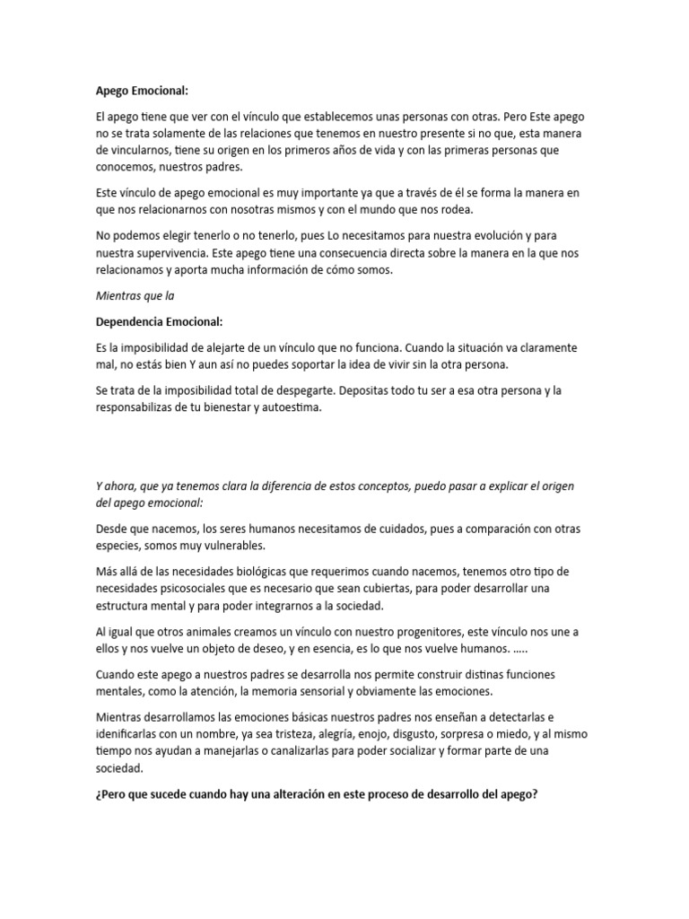 Tipos de Apego Emocional Infantil | PDF | Teoría de apego | Las emociones