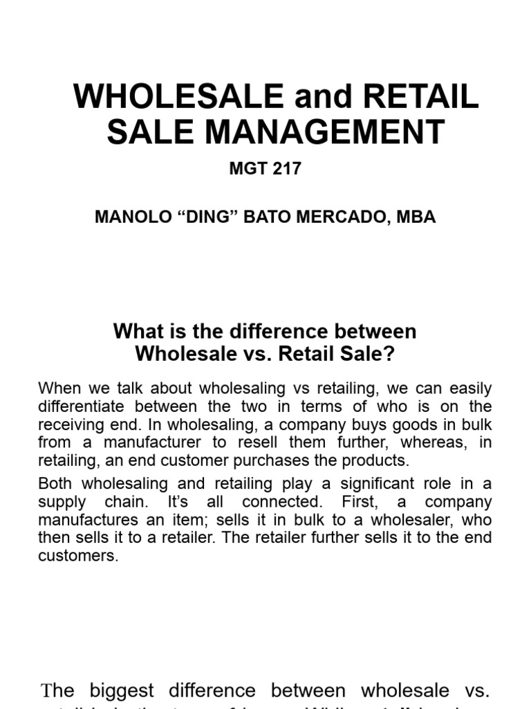 Wholesale And Retail Sales Management Book