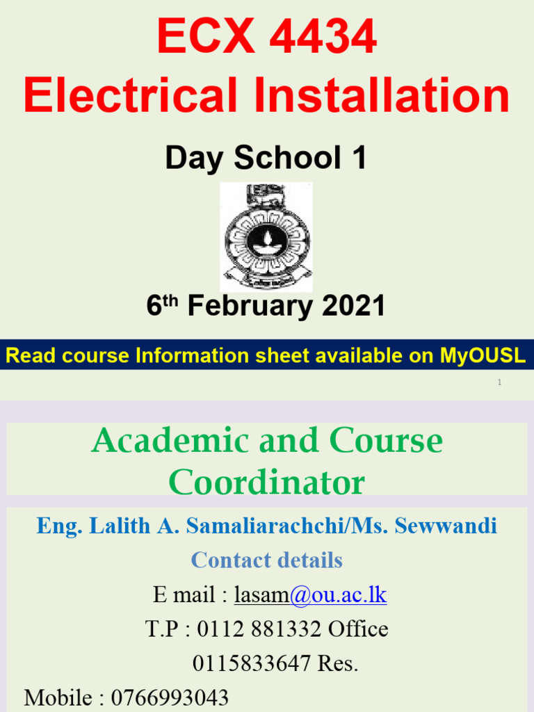 Electrical Installation Course Overview | PDF | Electrical Wiring ...