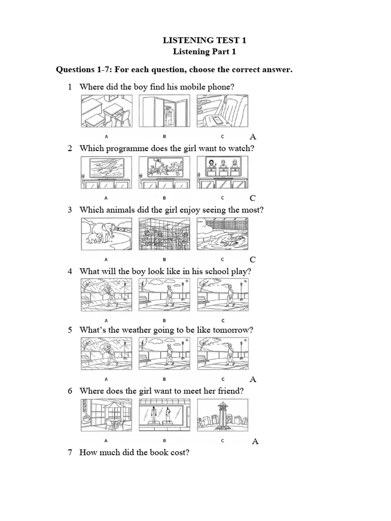 Listening Test 1 Pdf