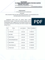 014 - Pengumuman Hasil Tes Tertulis Dan Psikologi Calon Anggota KPU Provinsi Banten Periode 2023-2028