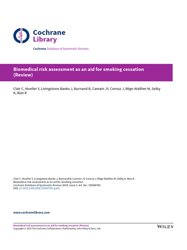 Biomedical Risk Assessment As An Aid For Smoking Cessation PDF