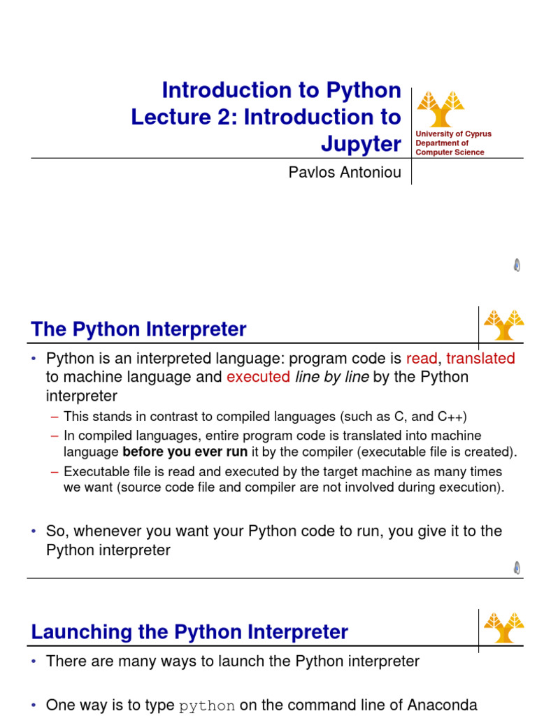 Introduction To Python Lecture 2: Introduction To Jupyter: Pavlos ...