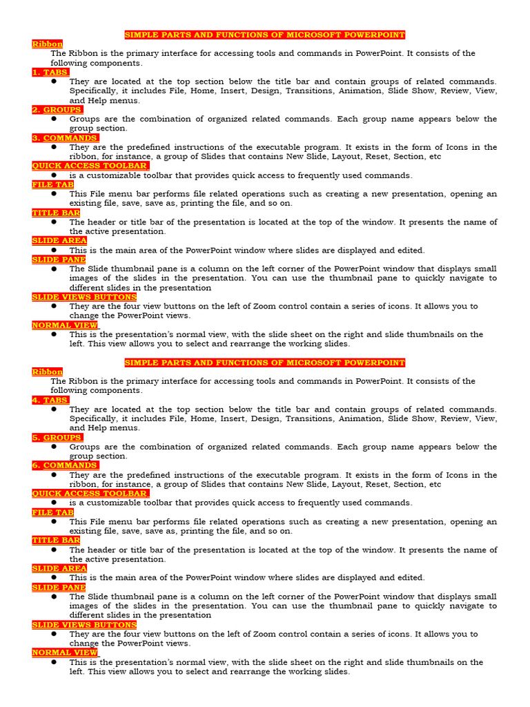 PowerPoint Parts and Functions Explained | PDF | Window (Computing ...