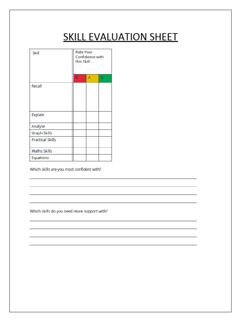 Skill Evaluation Sheet | PDF