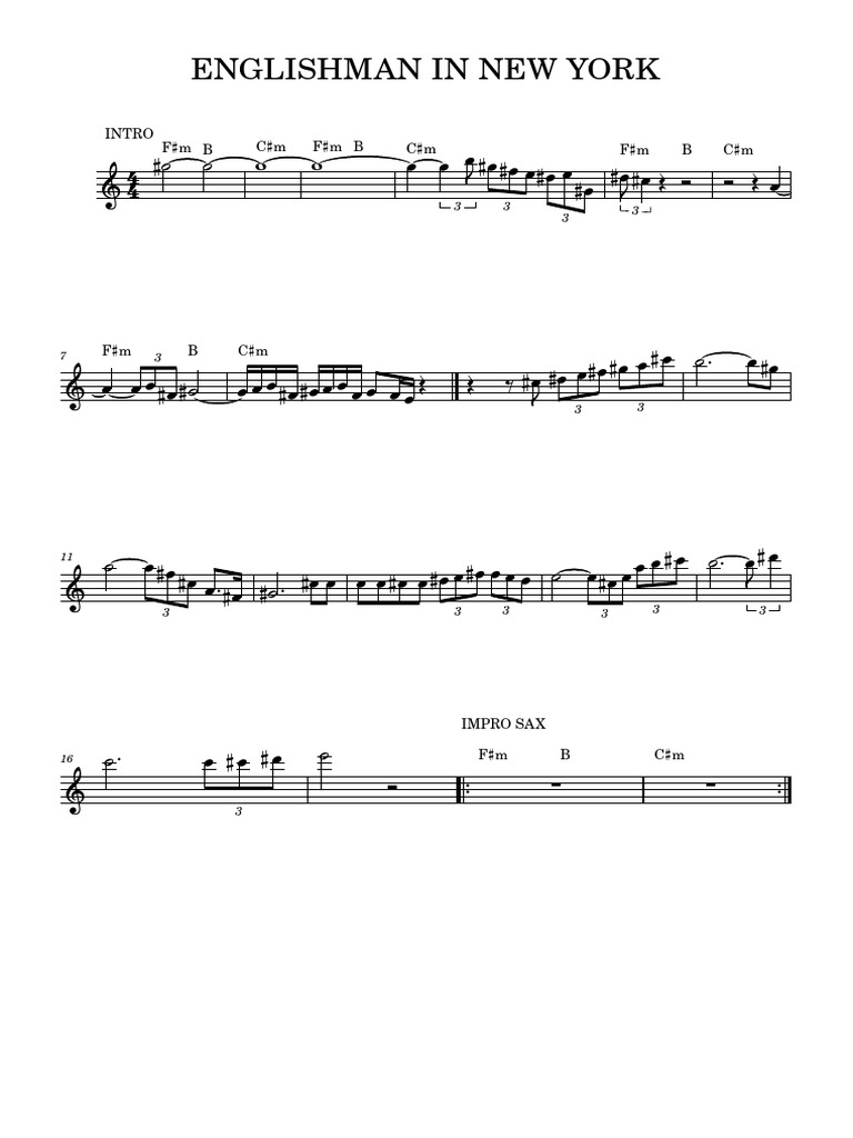 ENGLISHMAN IN NEW YORK Sax PDF