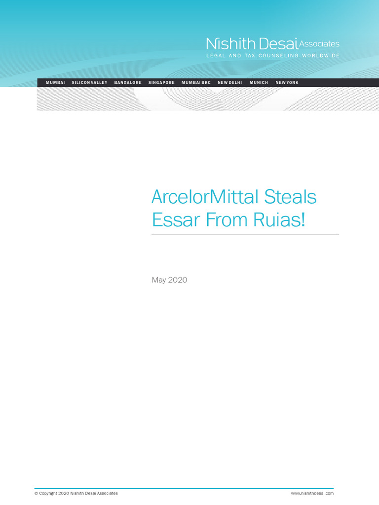 Arcelormittal Steals Essar From Ruias | PDF | Bankruptcy | Companies