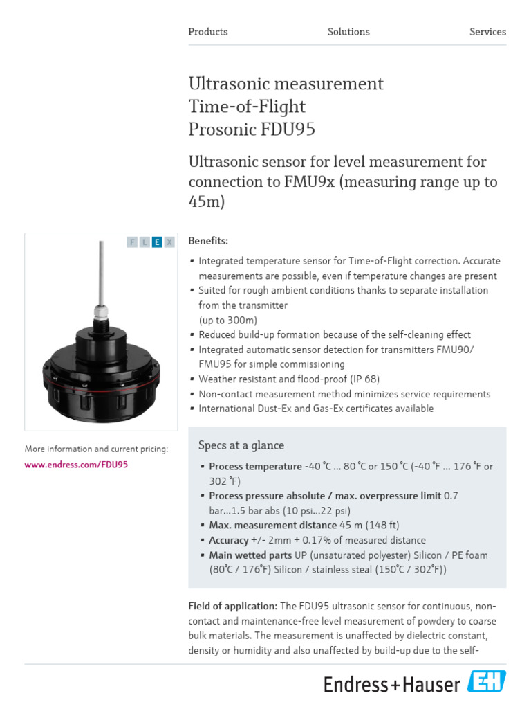 Endress-Hauser Prosonic S FDU95 en | PDF | Equipment | Materials Science