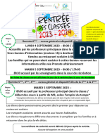 Rentree 2023 - Info Parents Organisation de Rentree