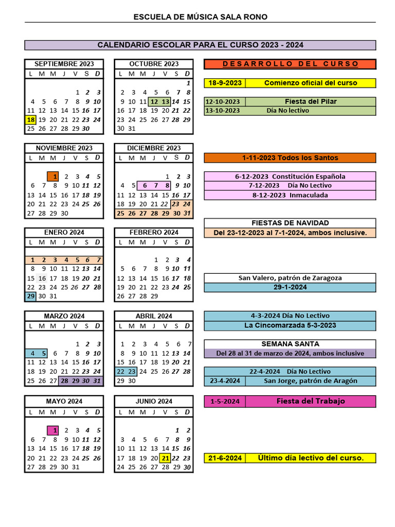 Calendario Escolar 2023-2024 Venezuela | PDF | Fiestas cristianas y ...