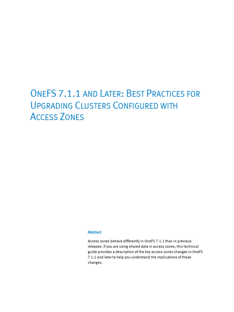 Isilon OneFS 7.1.1 and Later Upgrading Clusters Configured With Access ...