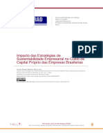 Impacto Das Estratégias de Sustentabilidade Empresarial No Custo de Capital Próprio Das Empresas Brasileiras