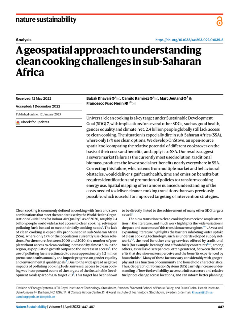 Geospatial Analysis of Clean Cooking in SSA | PDF | Externality | Economies
