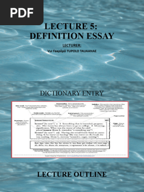 Lecture 5 Definition Essay