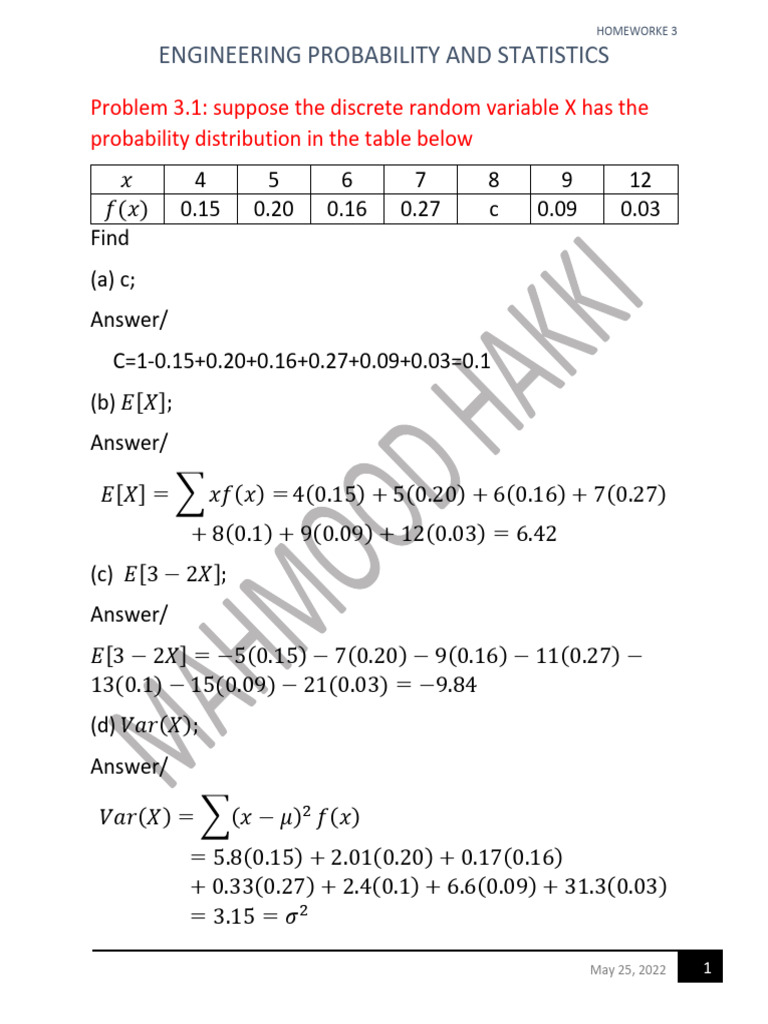 Engineering probability and statistics pdf probability distribution