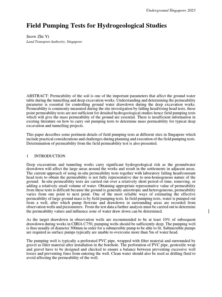 UGS2023 - Pumping Test | PDF | Groundwater | Permeability (Earth Sciences)