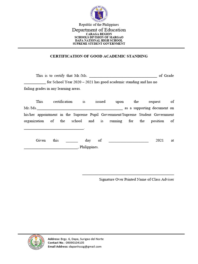 Student Government Certification | PDF