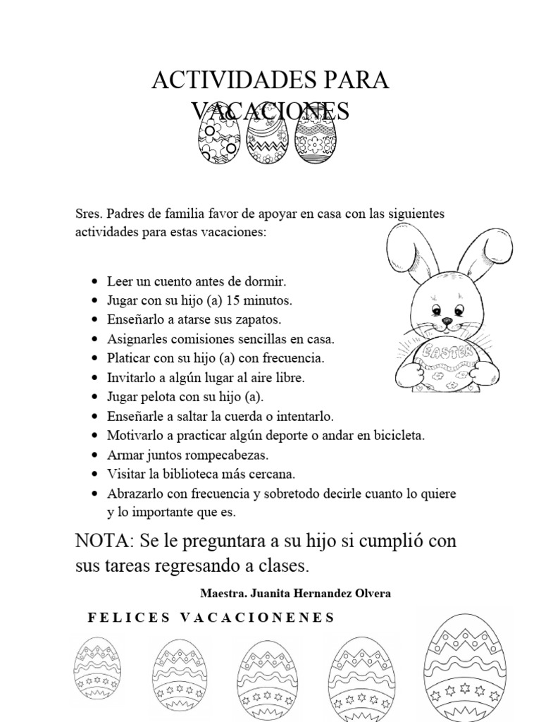 Actividades Divertidas Para Vacaciones Pdf Relaciones Personales