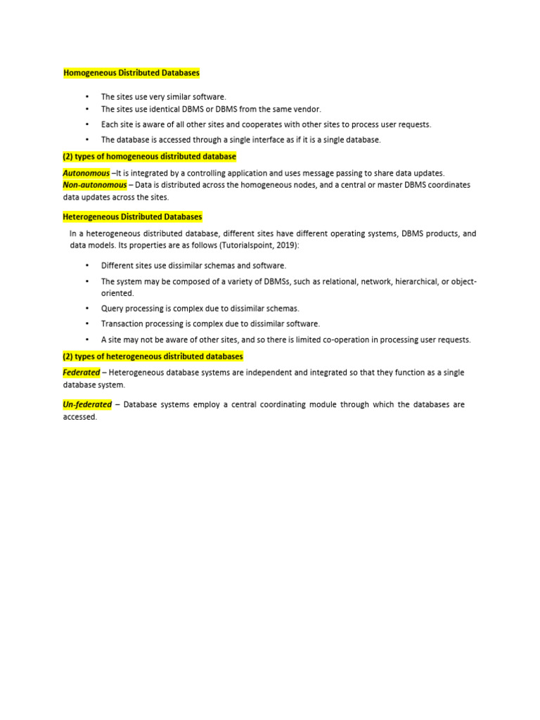Homogeneous Distributed Databases | PDF