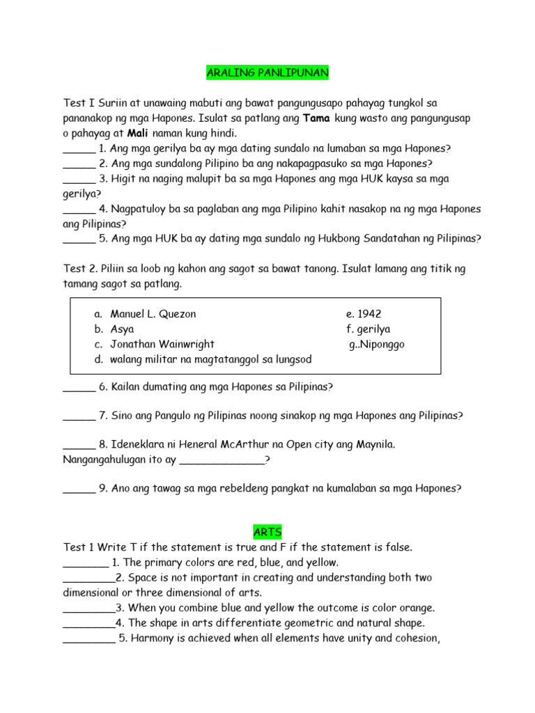 Summative Test No 4 Quarter 2 | PDF