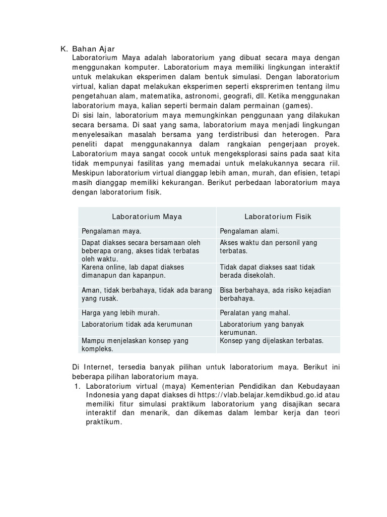 Perbandingan Laboratorium Maya dan Fisik | PDF
