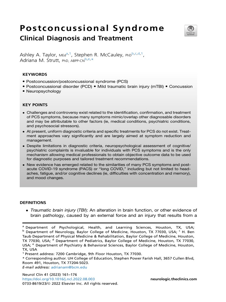 Postconcussional Syndrome: Diagnosis & Treatment | PDF | Concussion ...