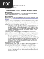 Syllabus Revision: Class 15, "Facebook, Facebook, Facebook": Key Question