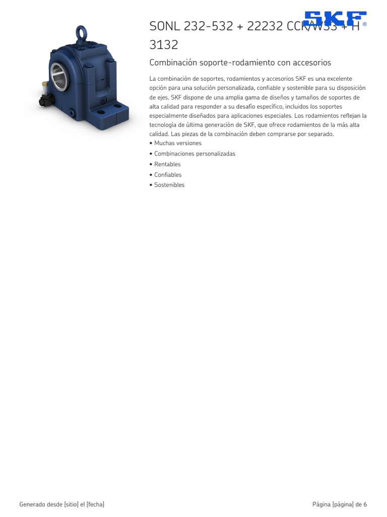 Combinación SKF: SONL 232-532 y 22232 CCK/W33 | PDF | Red mundial ...