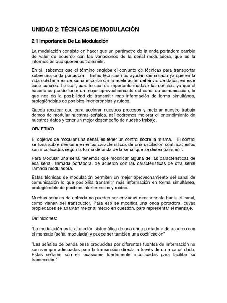 Técnicas de Modulación en Comunicaciones | PDF | Modulación | Conversor ...