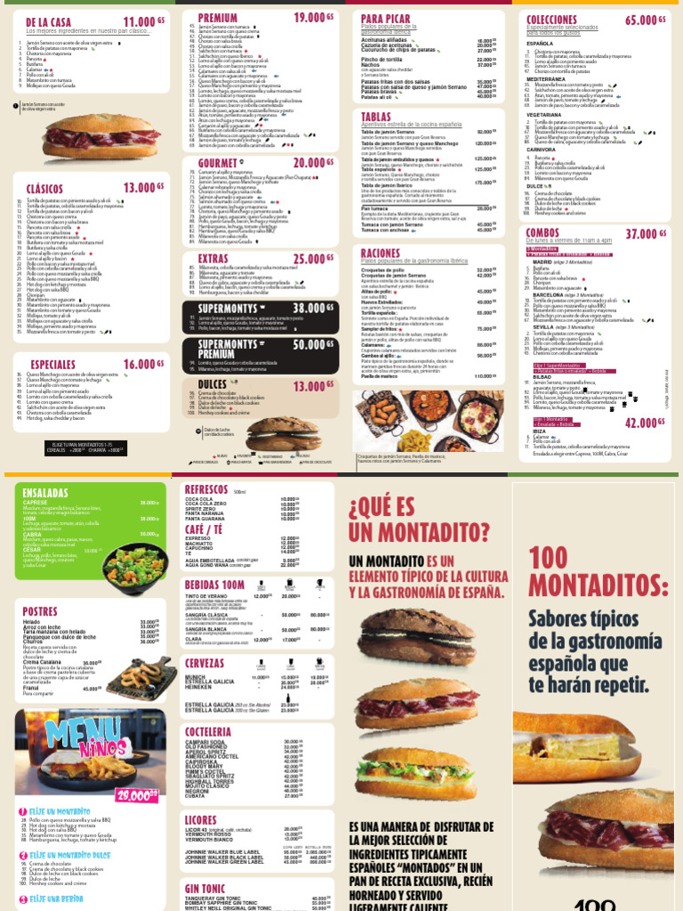 100 Montaditos Carta 2023 PDF Cocina española ensalada