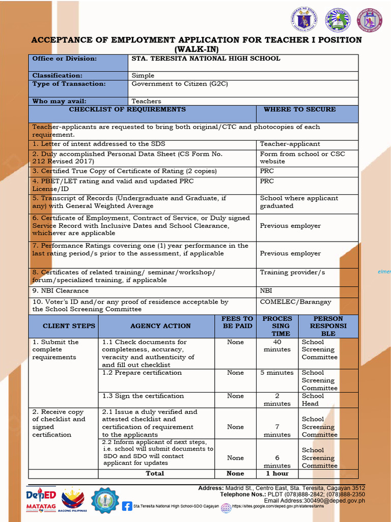 School Level DepEd-Citizens-Charter-2022-625-656 | PDF | Government ...