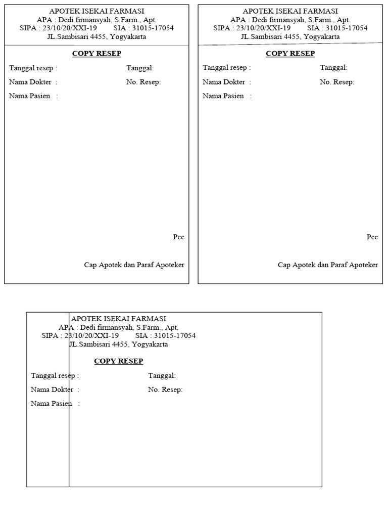 Contoh Paraf dan Cap Apotek | PDF