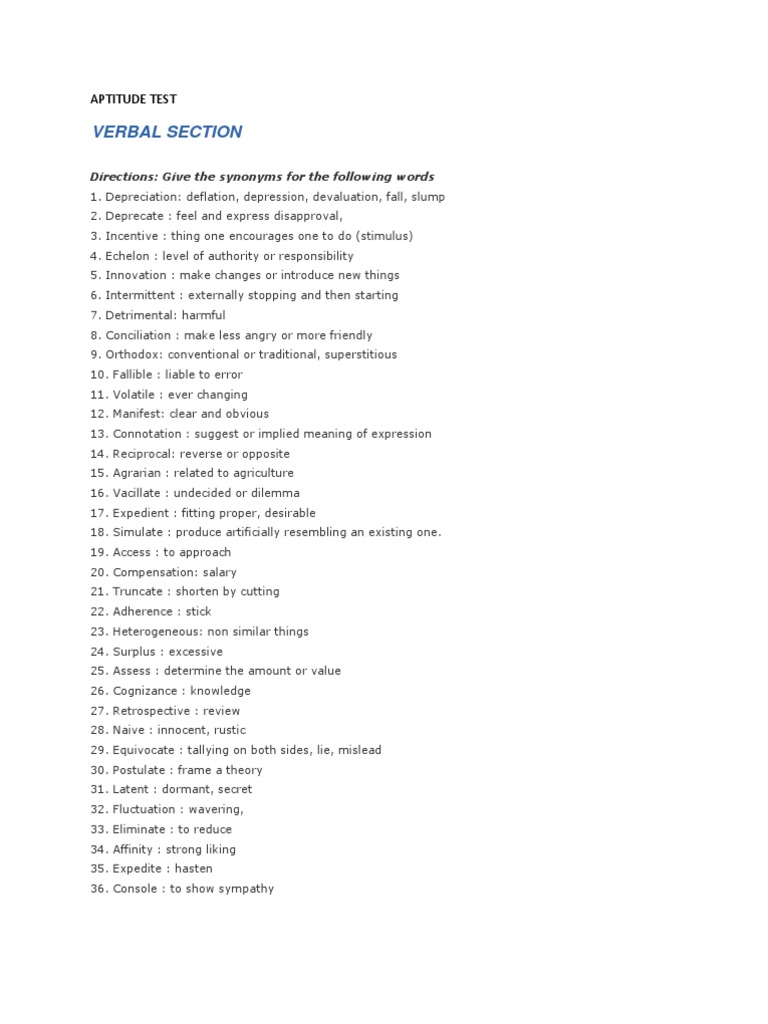 Verbal Aptitude Test Preparation Guide | PDF | Computing And ...