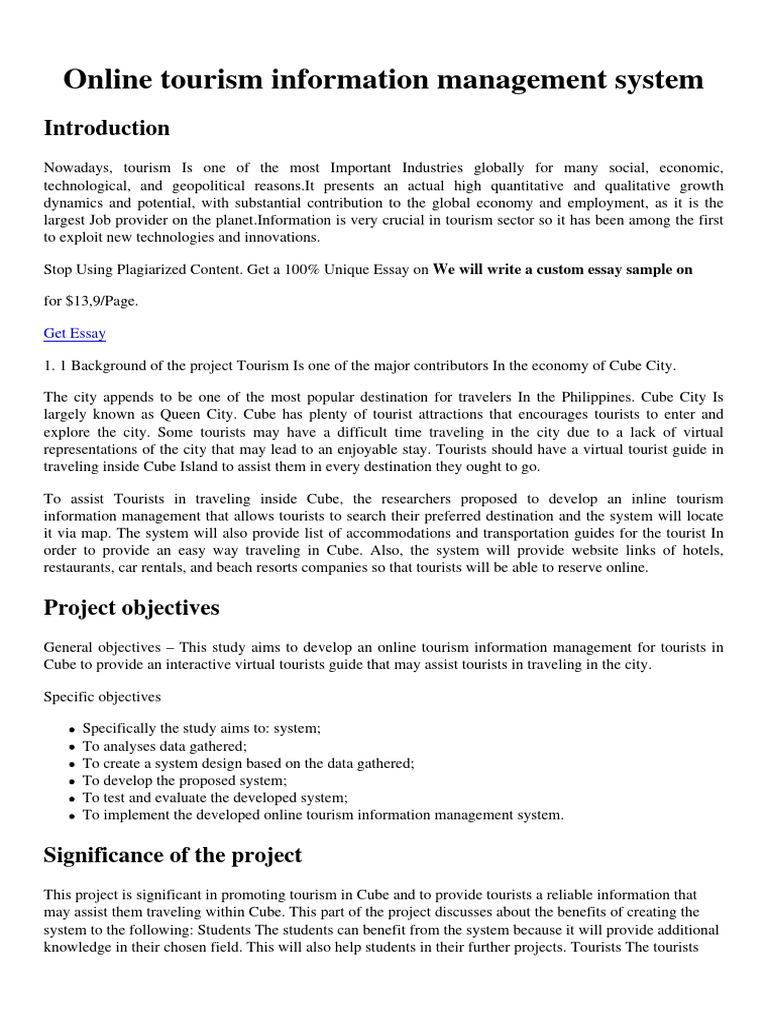 Online Tourism Information Management System | PDF | Tourism | Behavior